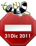 signale di stop con ape morta sopra e scritta 31 dicembre 2011 sopra