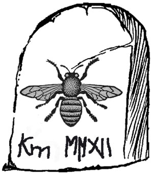 pietra miliare con scritto sopra 2012 e un ape incisa