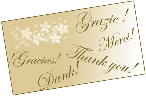 bigliettino con grazie scritto in diverse lingue